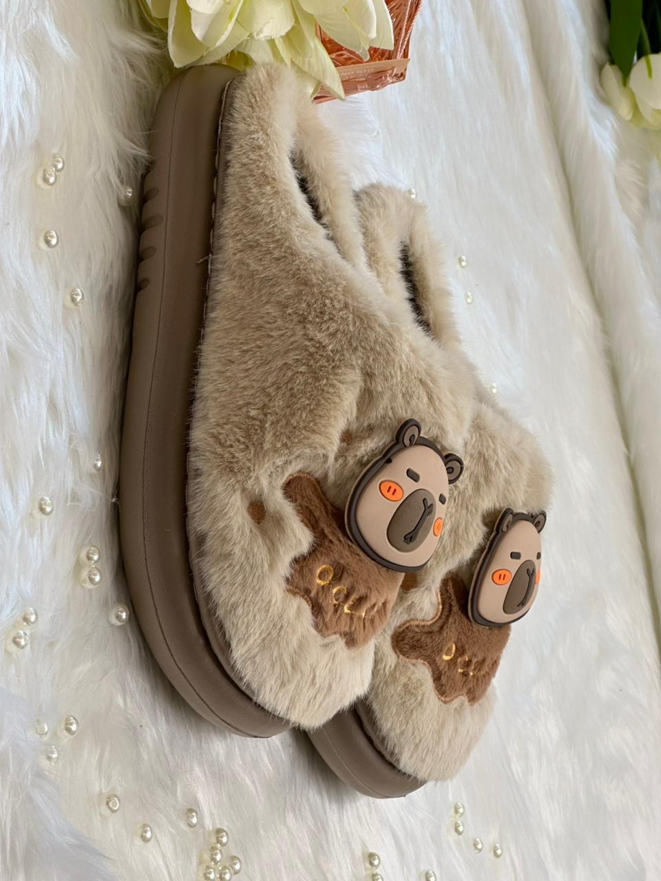 Teddy Bear Plush Cozy Slippers