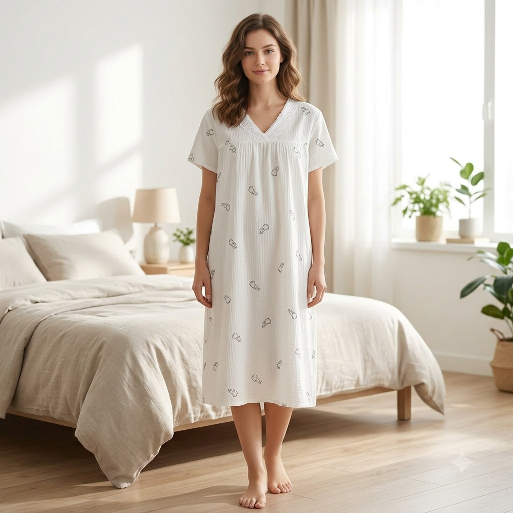 SHORT NIGHTY-V NECK-RABBIT LEMON YELLOW
