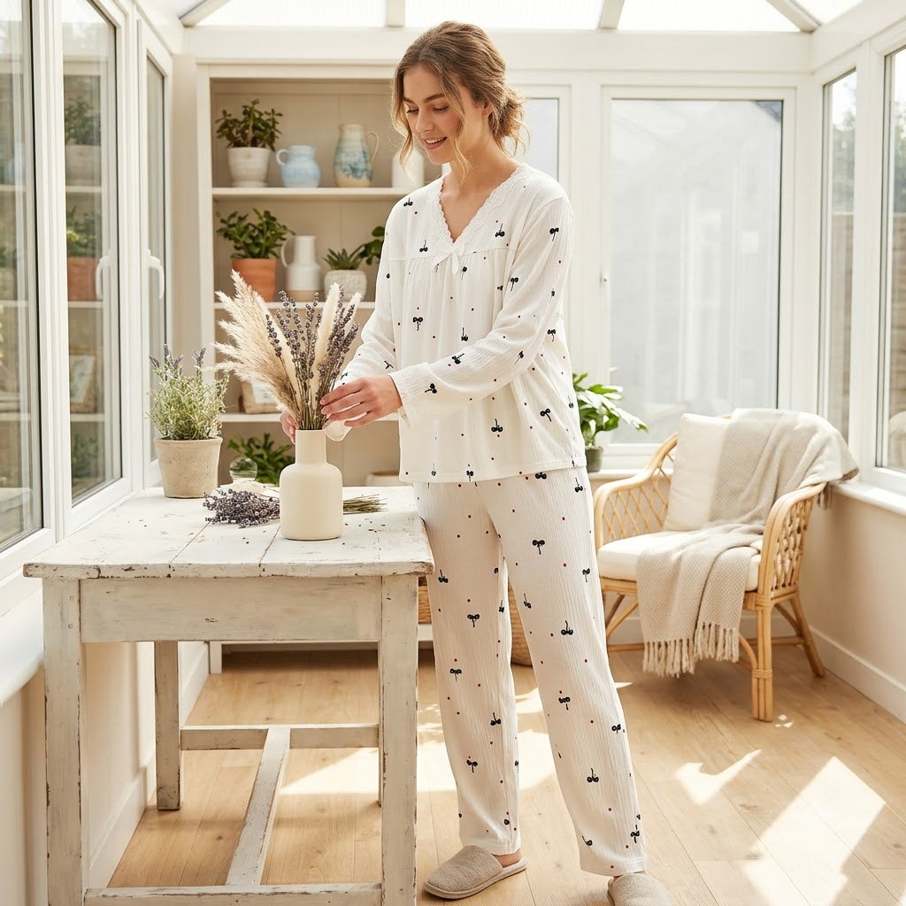CREPE PJ SET-BOW CREAM