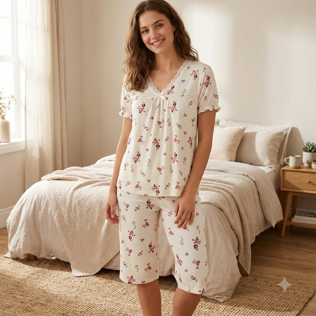 CREPE CAPRI SET-FLOWER WHITE