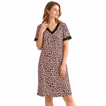 ICE SILK V NECK SHORTY-ANIMAL PRINT LARGE-PINK-NHF