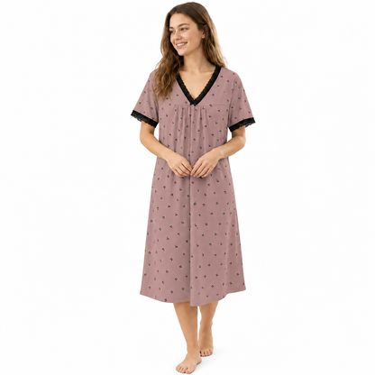 ICE SILK V NECK SHORTY-CHERRYPRINT-PURPLE