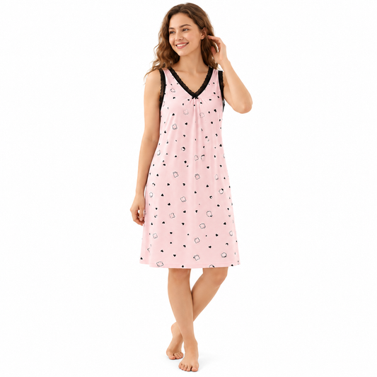 ICESILK V NECK SHORTY-SL-HEART HAPPY DAY
