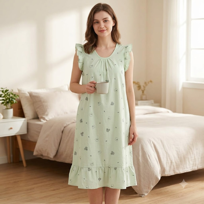 ROUND NECK COTTON SHORTY-BOW MINT GREEN