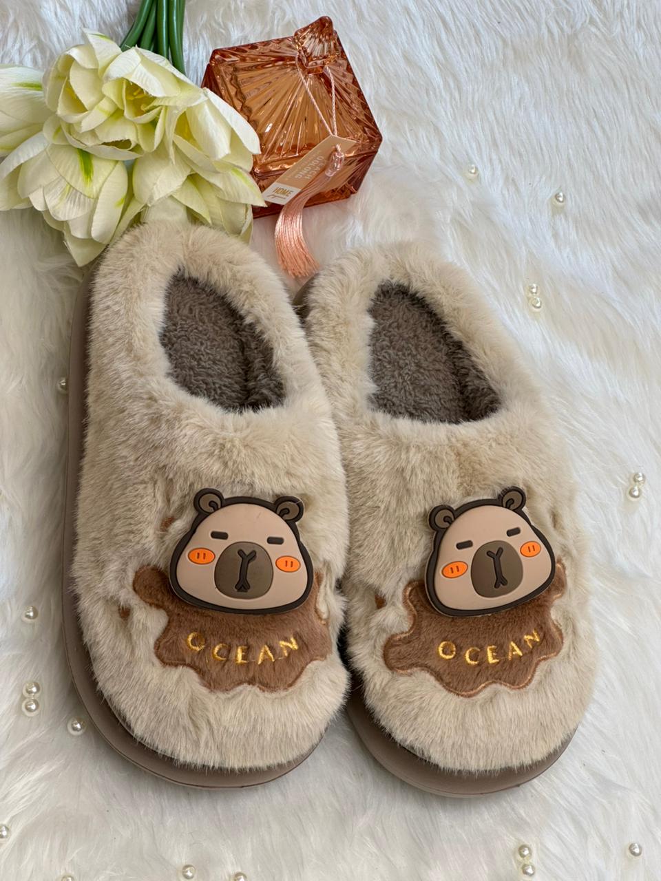 Teddy Bear Plush Cozy Slippers