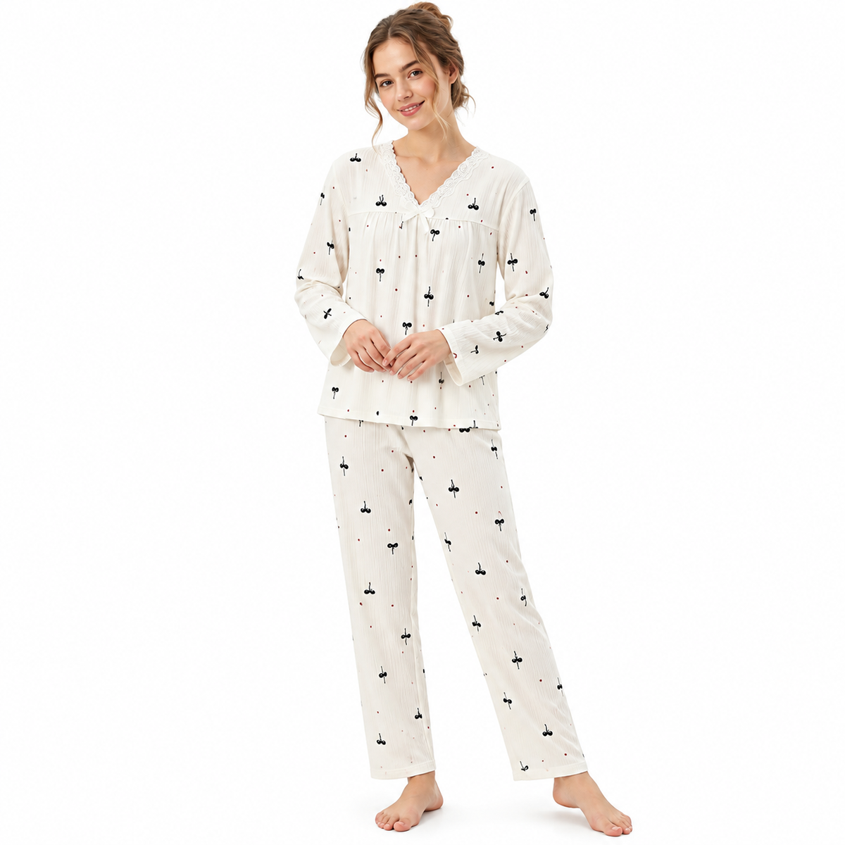 CREPE PJ SET-BOW CREAM