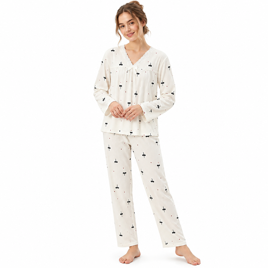 CREPE PJ SET-BOW CREAM