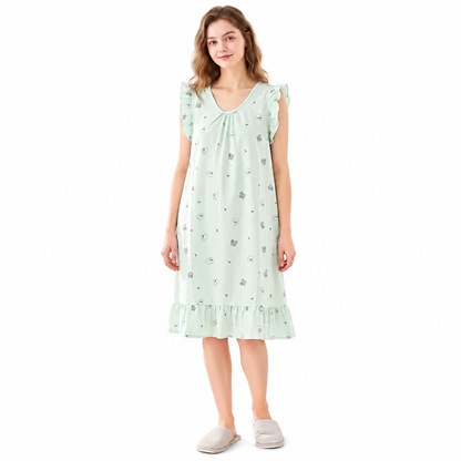 ROUND NECK COTTON SHORTY-BOW MINT GREEN