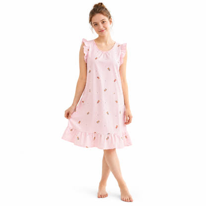 ROUND NECK COTTON SHORTY-BEAR PINK
