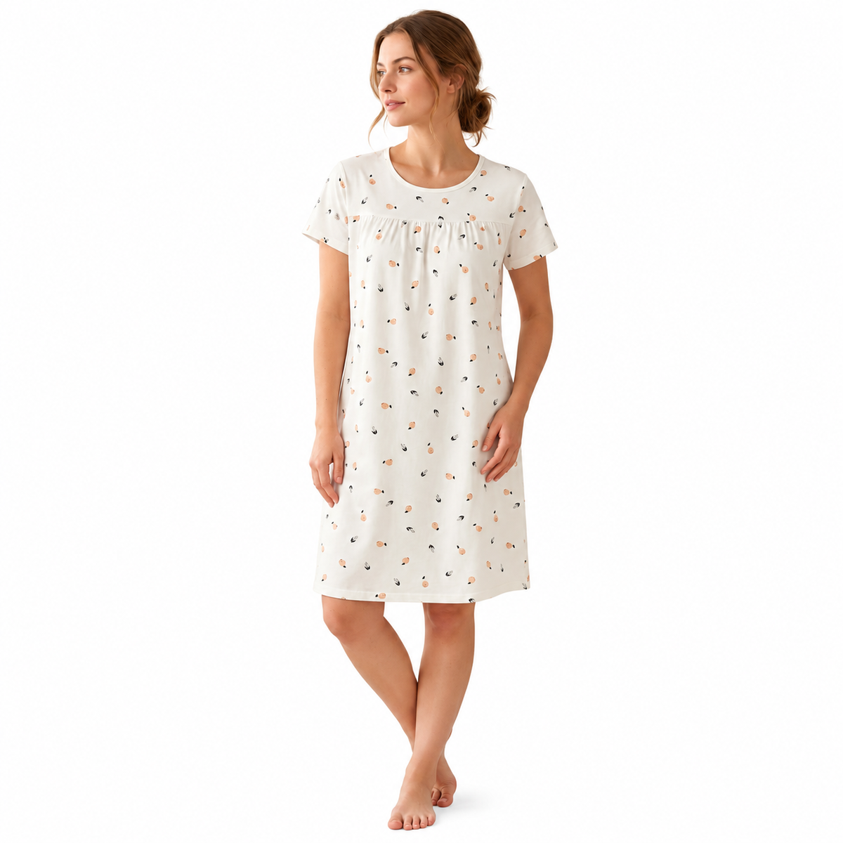 COTTON SHORT NIGHTY-BOW WHITE
