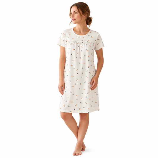 COTTON SHORT NIGHTY-BOW WHITE