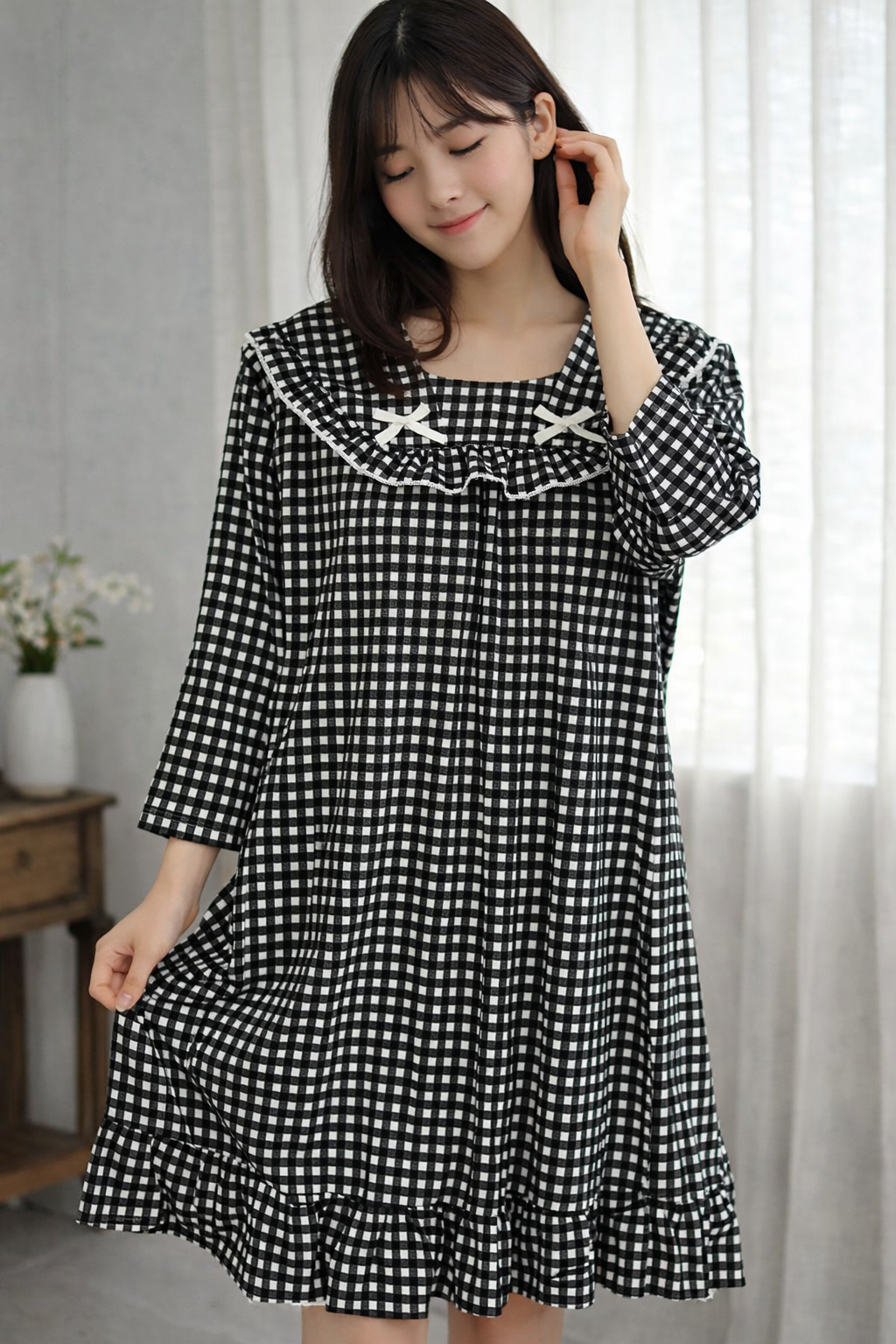 Midnight Check Charm Night Dress