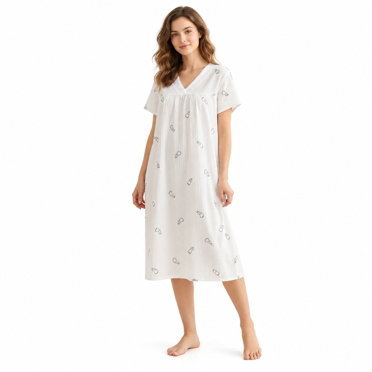 SHORT NIGHTY-V NECK-RABBIT LEMON YELLOW