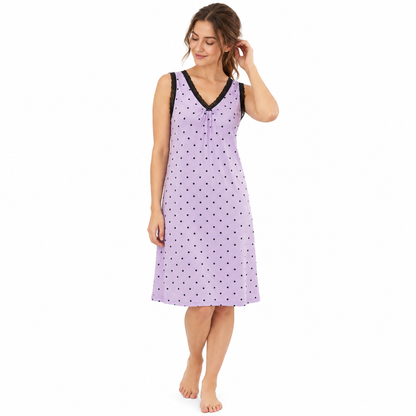 ICESILK V NECK SHORTY-SL-DOTTED-PURPLE