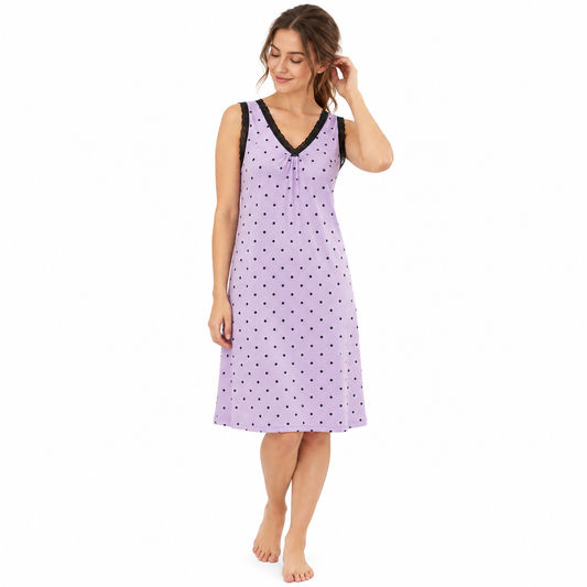 ICESILK V NECK SHORTY-SL-DOTTED-PURPLE